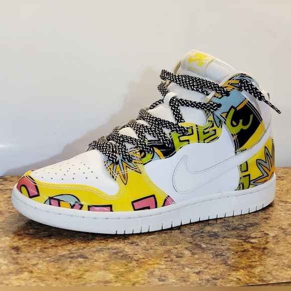 Nike Other - Nike Dunk High Premium SB QS 'De La Soul' 748751-177 Size 9 Mens White/Firefly